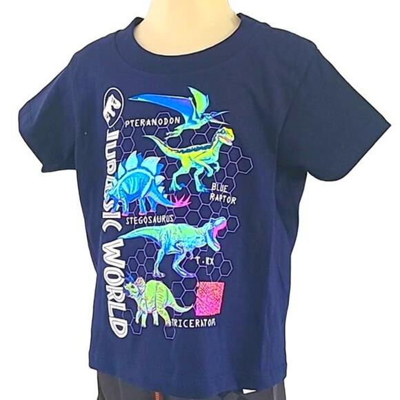 NWOT Jurassic World Navy Blue Dinosaur Graphic Toddler Tee Shirt Size 3T - Picture 4 of 4